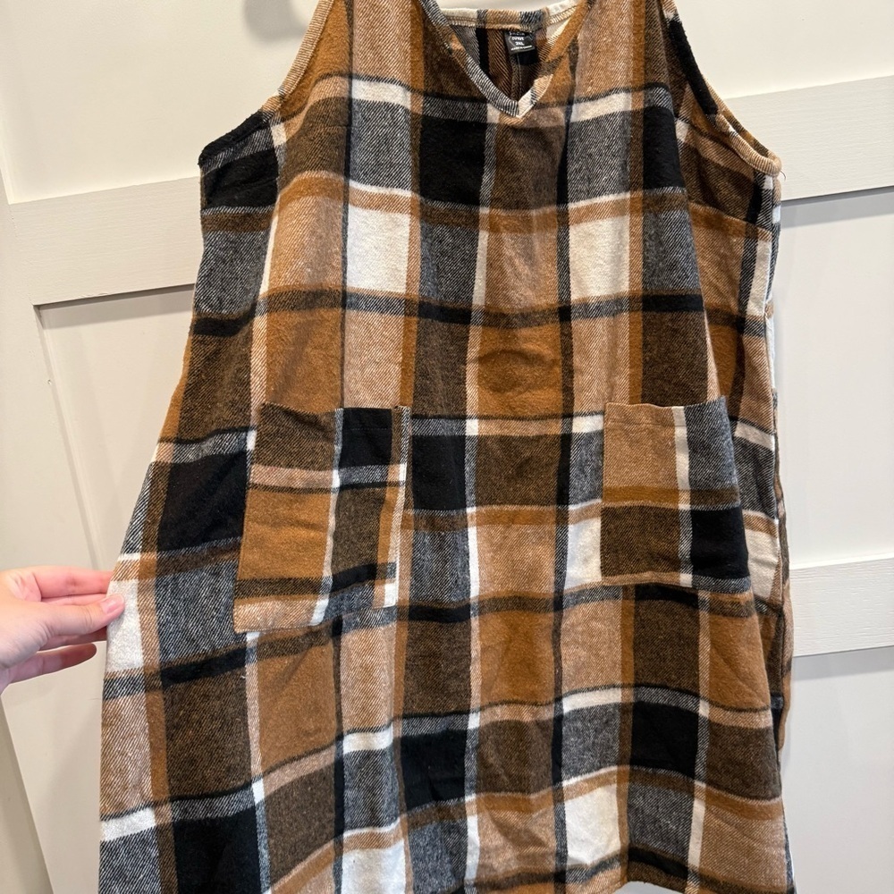 Plaid Sleeveless 3XL Dress - Brown and Black - Picture 2 of 7